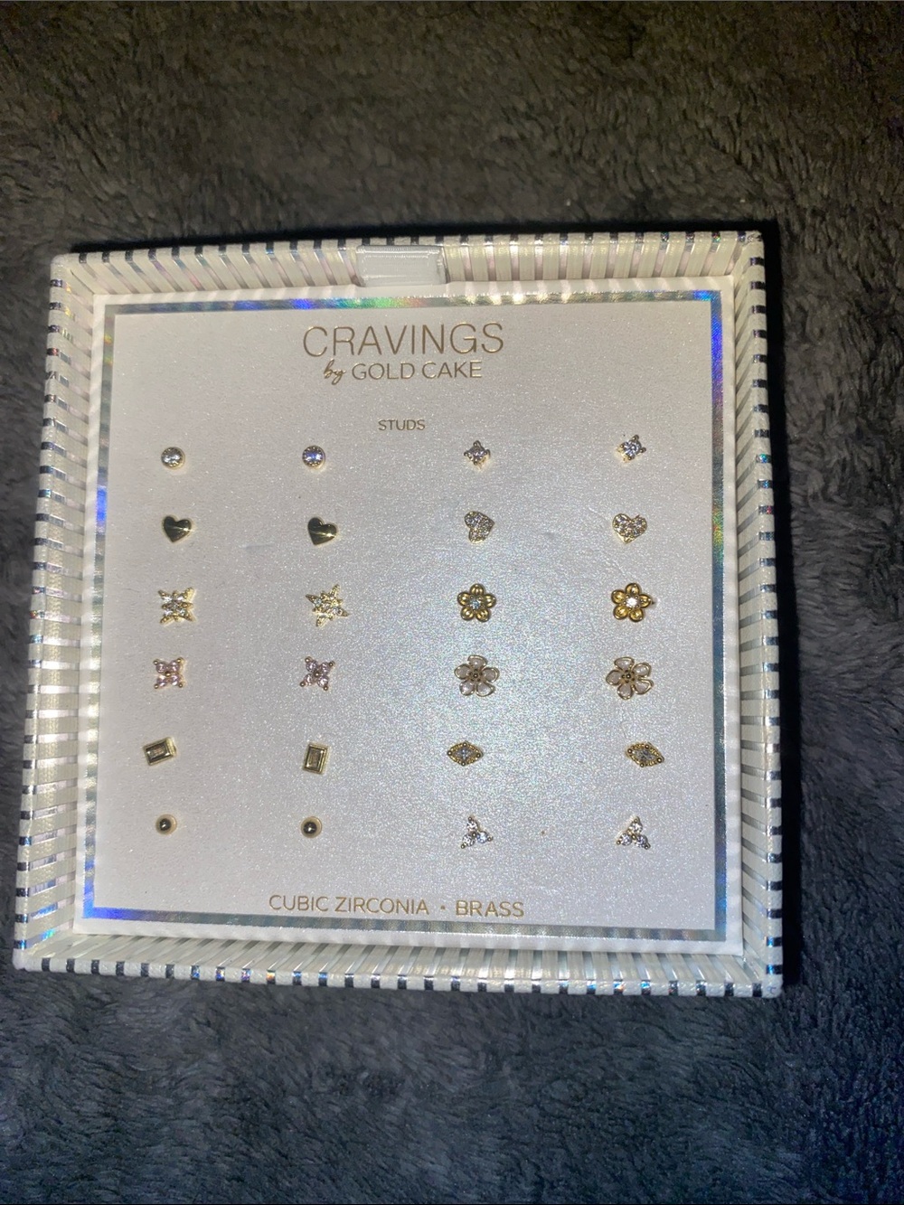 CRAVINGS by Gold Cake Gold-Tone Cubic Zirconia Stud Earring Set